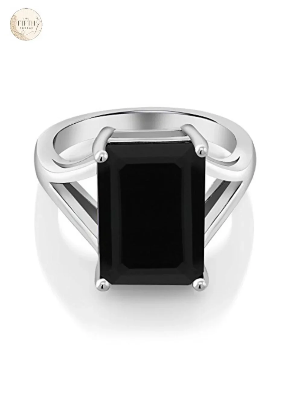 Emerald Cut Onyx Solitaire Ring 925 Sterling Silver Statement Jewelry